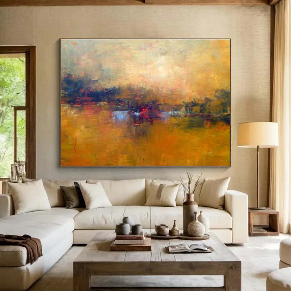 Warm Handmade Evening Canvas Painting Abstract Canvas Wall Art 7PFWC